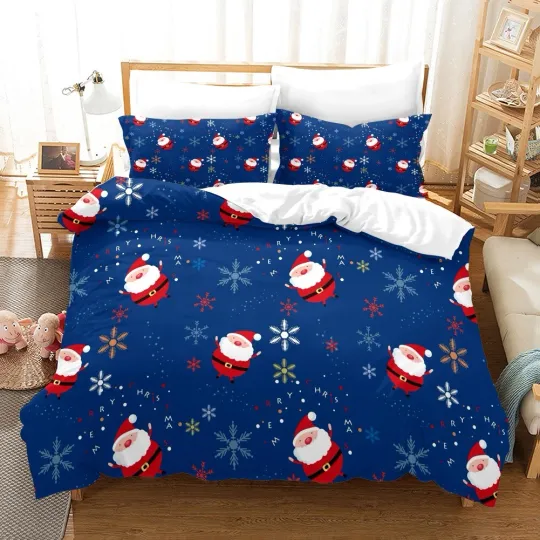 Discover 3D Christmas Santa Snowflake Red Quilt Cover Set Duvet Cover Bedding Pillowcases