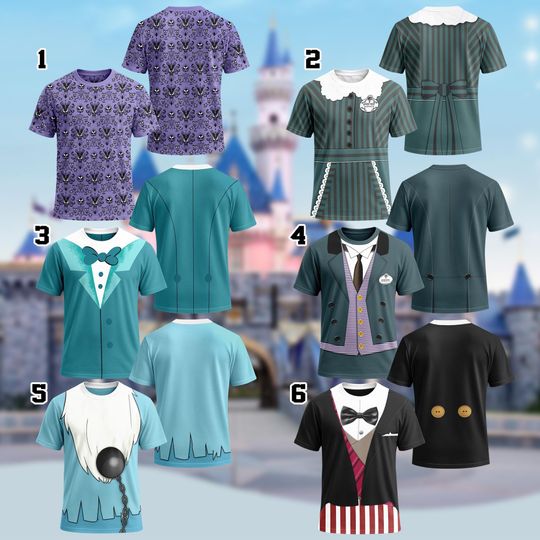 Discover Disney Madame Hitchhiking Costume T-Shirt, Haunted Mansion Cosplay Costume Shirt, Characters Cosplay Tee, Halloween All Over Print Tee