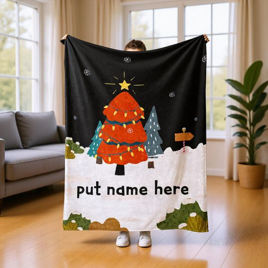 Discover Custom Name Christmas Blanket, Holiday Winter Throw Gift for Loved Ones