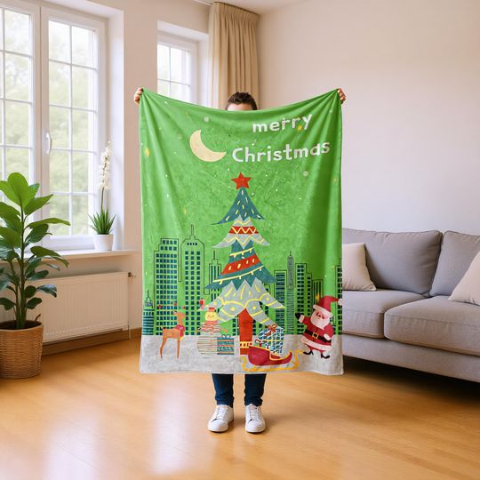 Merry Christmas Blanket, Festive Holiday Throw for Kids and Adults