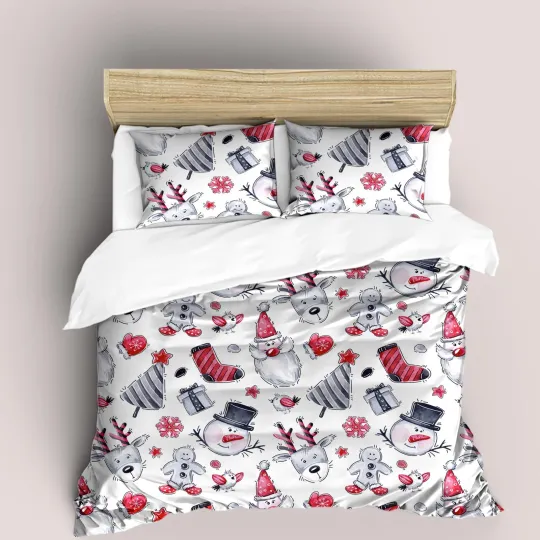 Discover 3D Christmas Cartoon Pattern Quilt Cover Set Duvet Cover Bedding Pillowcases