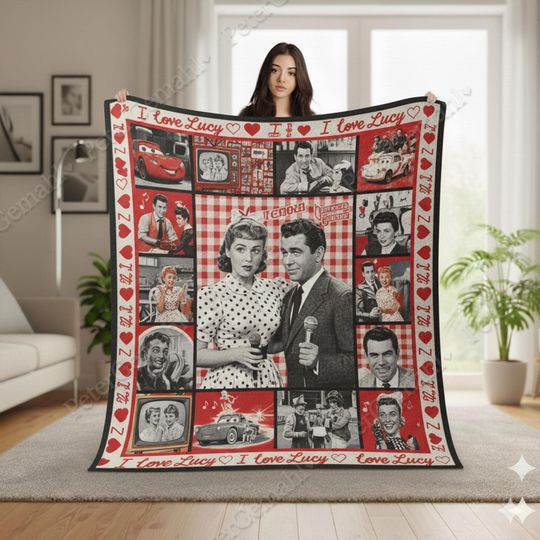 I Love Lucy Quilt Blanket, Classic TV Show, Retro Cartoon Bedding, Cozy Lucy Blanket, Vintage TV Blanket, TV Fan Gift