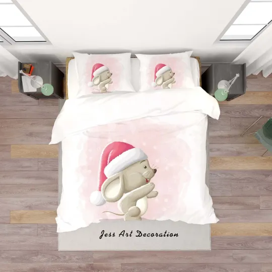 Discover 3D Christmas Mouse Cartoon Kids Quilt Cover Set Duvet Cover Bedding Pillowcases
