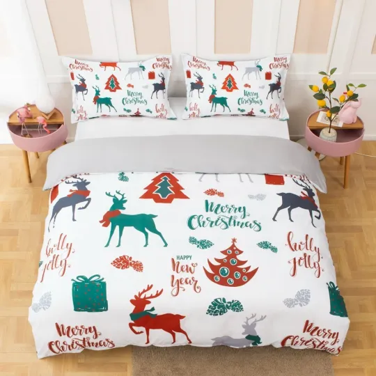 Discover 3D Christmas Elk Tree Pattern Quilt Cover Set Bedding Sets Pillowcases