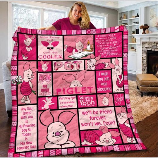 Disney Winnie the Pooh Piglet Quilt Blanket, Piglet Blanket, Cute Piglet Bedding Blanket,Christmas Blanket,Gift for Fans