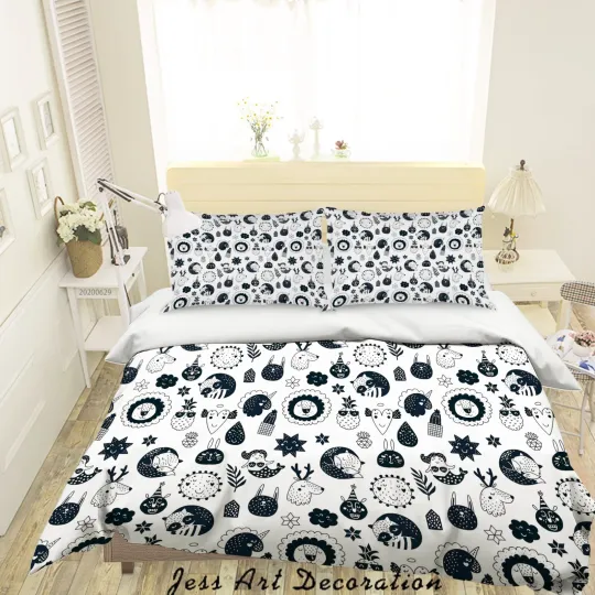 Discover 3D Christmas Animals Star Pattern Quilt Cover Set Bedding Sets Pillowcases