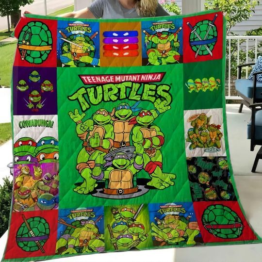 Teenage Mutant Ninja Turtles Quilt Blanket, Lover Ninja Turtles Blanket, Halloween Blanket, Christmas Blanket