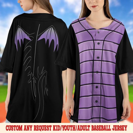 Discover Dragon Maleficent Cosplay Costume 3D Baseball Jersey, Magic Kingdom Villain Halloween Jersey, Sleeping Beauty Cosplay Baseball OHWQ21