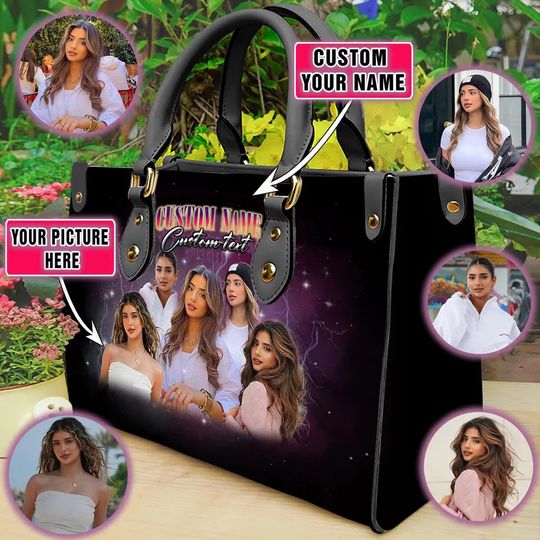 Custom Girlfriend Leather Bag,Girlfriend Photo Handbags,Handbags with Graphic Images