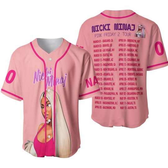 Nicki Minaj Jersey Shirt, Nicki Minaj Tour Shirt, Pink Friday 2 Tour Baseball Shirt