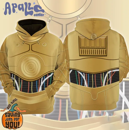 C3-PO 3D All Over Print Costume Hoodie, Starwars C3PO Hoodie Cosplay
