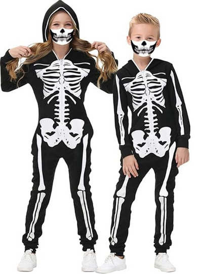 Adult Unisex Skeleton Hooded Jumpsuit | Adult Jumpsuit | Adult Onesie