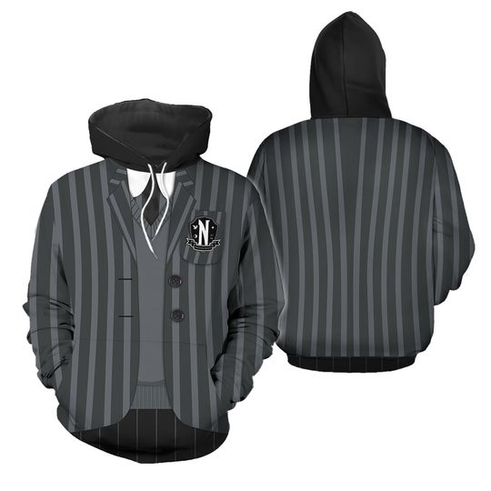 Wednesday Addams Cosplay Hoodie/Joggers, Nevermore Academy Uniform SweatShirt, Gothic Black Unisex Costume, Halloween Party 2025 Outfit