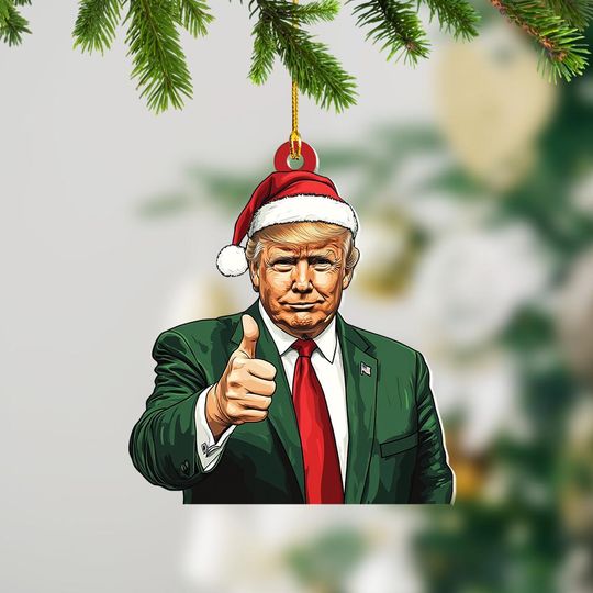 Discover Trump Thumbs Up Ornament, MAGA Ornament, 2D Flat Trump Christmas Hanging Decor, Gift For Trump Supporter ID-1120-D0OP
