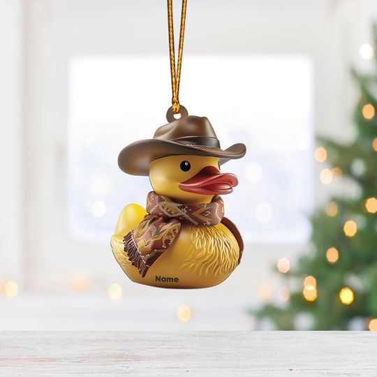 Cowboy Duck Christmas Ornament, Christmas Tree Decor, Loved Cowboy Ornament, Hanging Ornament Gift