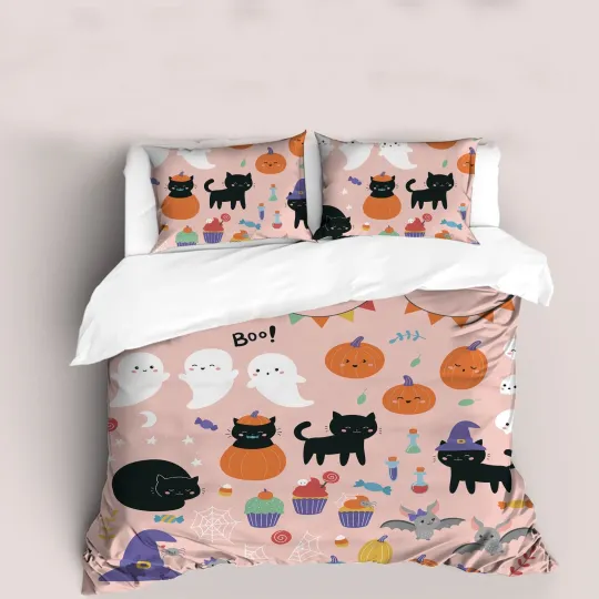Discover 3D Halloween Pattern Kids Quilt Cover Set Bedding Sets Pillowcases