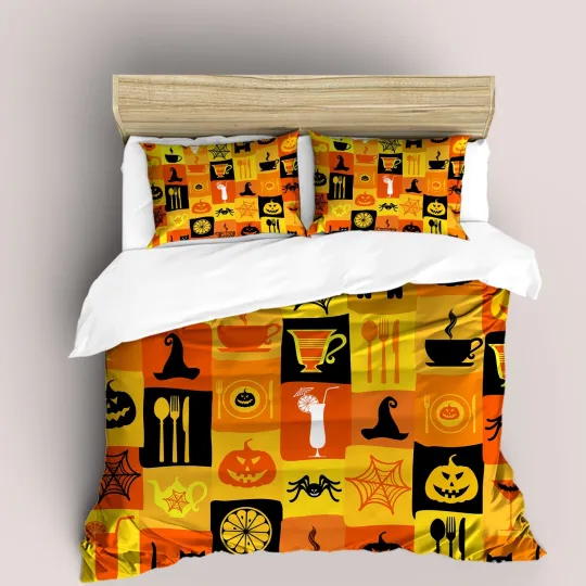 Discover 3D Halloween Pumpkin Pattern Quilt Cover Set Duvet Cover Bedding Pillowcases