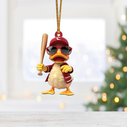 Discover Duck Baseball Christmas Light Ornament, Christmas Tree Decor, Loved Baseball Ornament, Hanging Ornament Gift TD-1119-DMFD