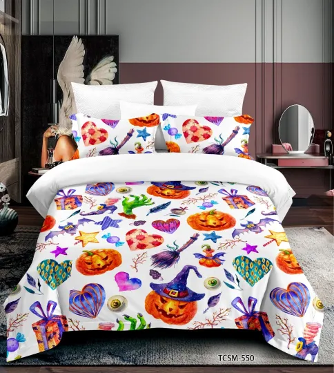Discover 3D Halloween Pumpkin Pattern Quilt Cover Set Duvet Cover Bedding Pillowcases