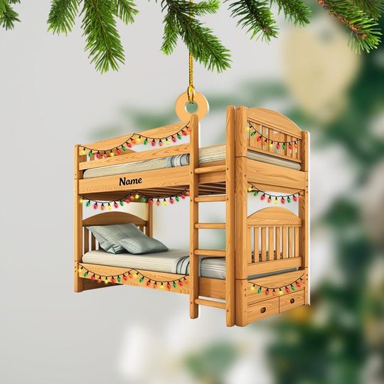 Discover Personalized Bunk Bed Ornament, Bunk Bed Christmas Ornament, Bedroom Holiday Ornament Decor, Bunk Bed Hanging Ornament Decor ID-1118-HYYN