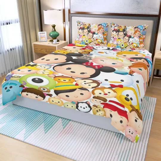 Discover Disney Tsum-Tsum Characters Print Duvet Cover Set 3Pcs Quilt Cover & Pillowcase