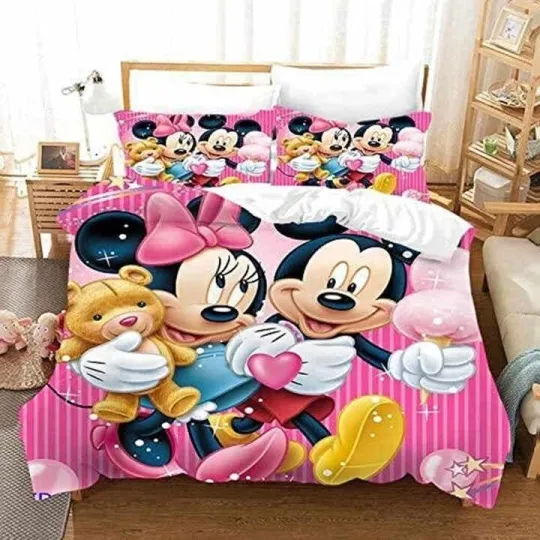 Discover Wholesale Factory Price 3D Cartoon Style Mickey Mouse Minnie Printed Bedding Set