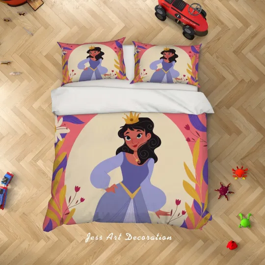 Discover 3D Princess Cartoon Kids Quilt Cover Set Duvet Cover Bedding Pillowcases