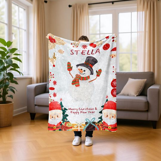 Discover Christmas Blanket Personalized with Name  Custom Flannel Holiday Gift