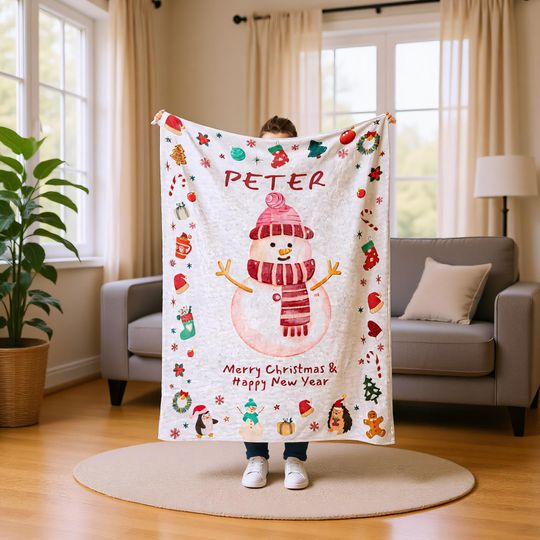 Discover Christmas Blanket Personalized  Custom Name Flannel Gift Throw