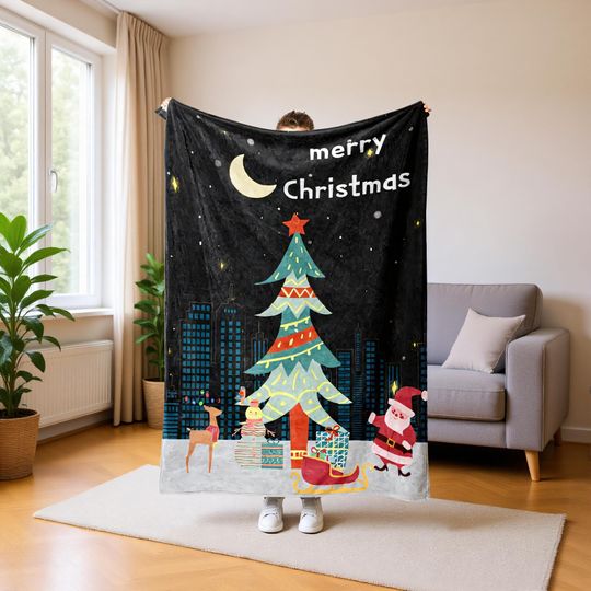 Discover Personalized Xmas Blanket, Custom Christmas Throw for Family and Kids
