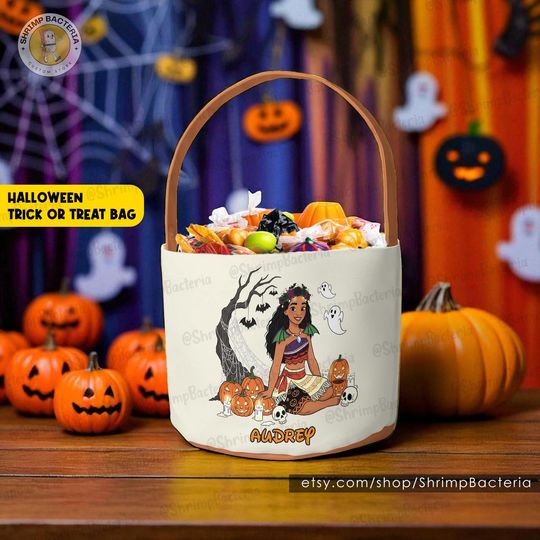 Discover Custom Disney Moana Halloween Trick or Treat Basket, Disneyworld Trick or Treat Bag with Name, Moana Kakamora HeiHei Disney Girl Trip Gifts