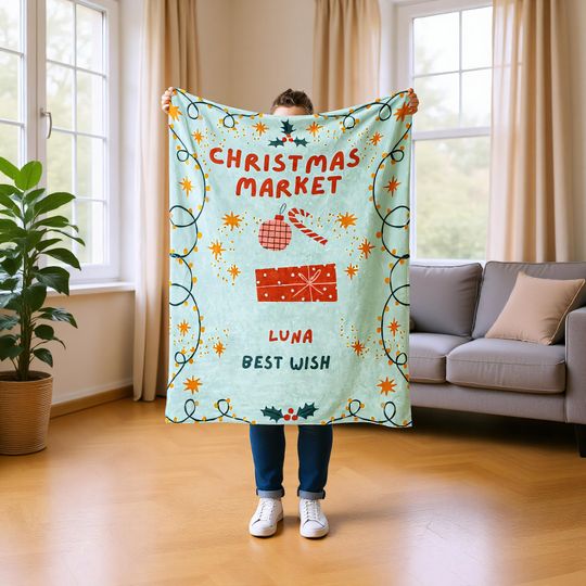 Discover Custom Name Blanket, Christmas Throw with Family Message and Holiday Theme