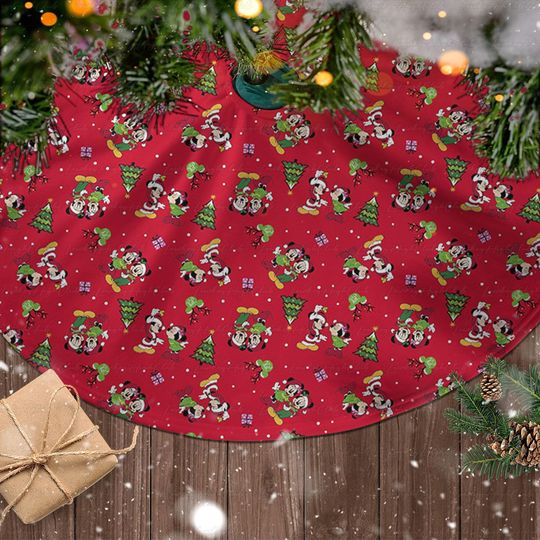 Discover Mickey And Minnie Christmas Tree Skirt, Cute Disney Christmas Tree Skirt, Disney Cartoon Holiday Decor, Festive Seasonal Home Accent, MYE383