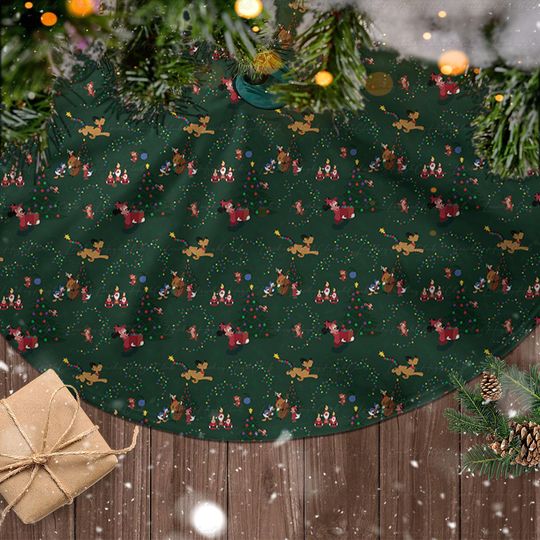 Discover Mickey And Friends Christmas Tree Skirt, Disney Green Xmas Tree Skirt, Mickey Mouse Tree Skirt, Disney Cartoon Festive Tree Skirt, MYE382