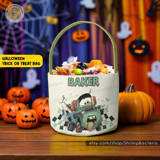 Discover Disney Cars Halloween Trick or Treat Basket, Disney Cars All Characters Halloween Bag with Name, Cars Movie Halloween Gifts, Cars Halloween