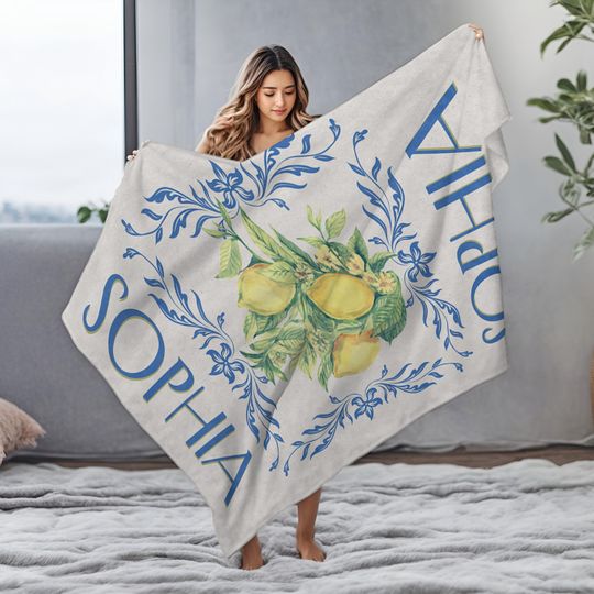 Discover Cozy Custom Name Blanket  Geometric Blossom Print Fleece, Personalized Throw for Bed, Couch or Dorm Room