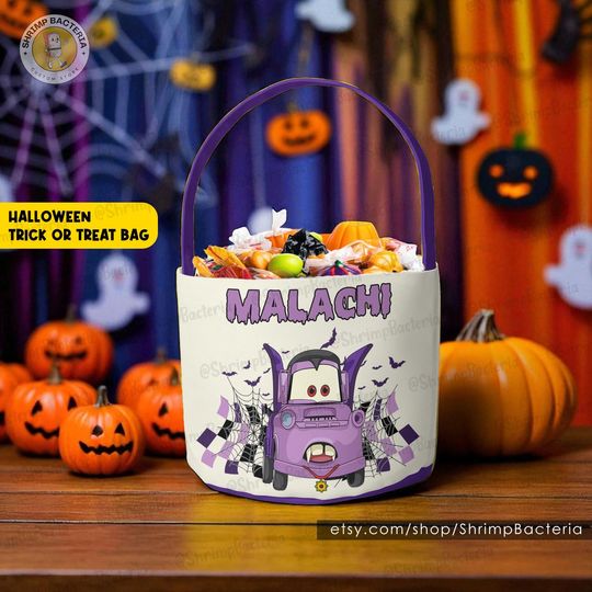 Discover Lightning McQueen Halloween Trick or Treat Basket, Custom Disney Cars Halloween Bag with Name, Cars  Halloween Candy Tote, Halloween Gifts