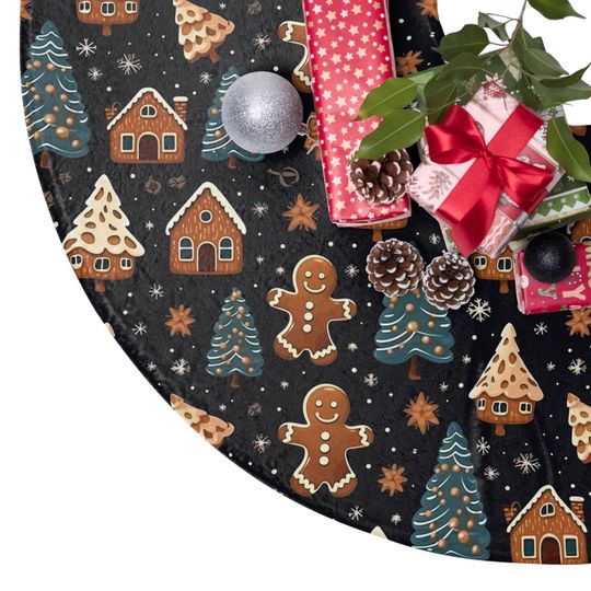 Discover Gingerbread Christmas Tree Skirt: Festive Fleece Holiday Decor