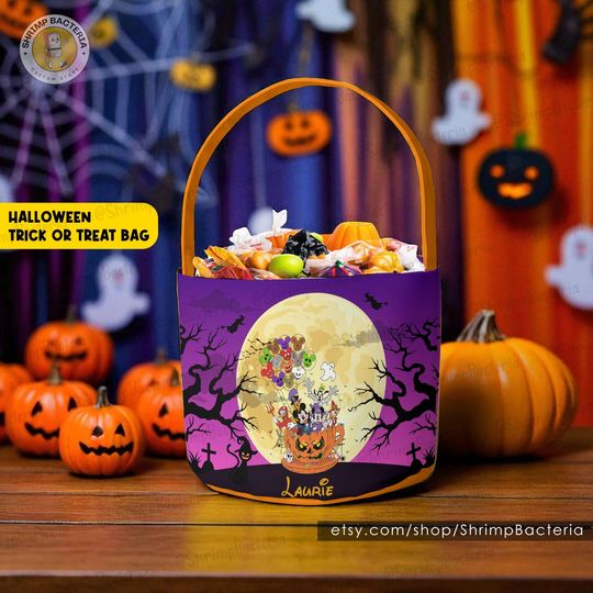 Discover Personalized Winnie the Pooh Halloween Basket, Custom Trick or Treat Bag with Piglet & Friends, Cute Pooh Pumpkin Candy Tote for Kids