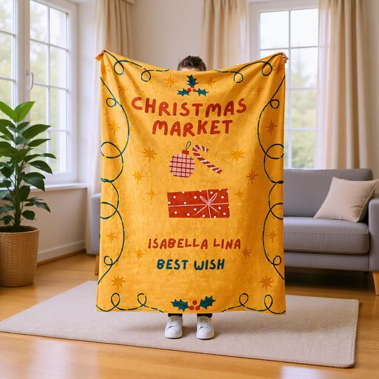Discover Personalized Holiday Blanket, Custom Xmas Throw for Family, Kids and Friends