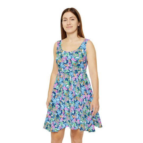 Discover Bright Tropical Friends - Disney Dogs - Women's Skater Dress (Made in USA)