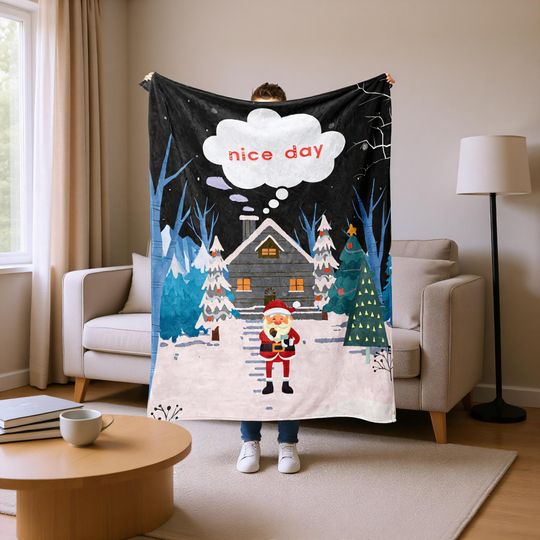 Discover Christmas Blanket with Santa, Cozy Holiday Throw with 8 Style Options