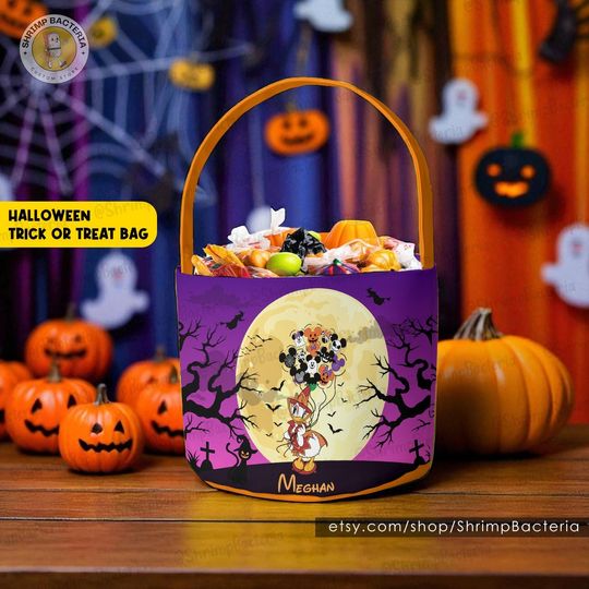 Discover Personalized Halloween Basket, Mickey and Friends Trick or Treat Bag, Custom Pumpkin Bucket with Name, Halloween Candy Bag, Bucket for Kids