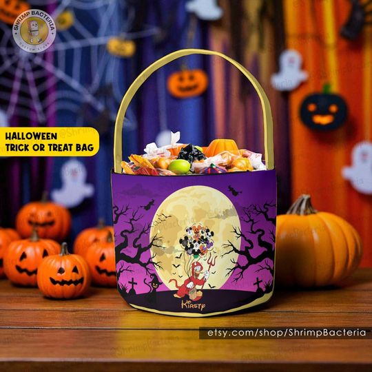 Discover Personalized Halloween Basket, Mickey and Friends Trick or Treat Basket, Custom Pumpkin Bucket with Name, Candy Bag, Donald Bucket for Kids