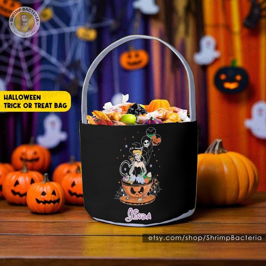 Princess Cinde Halloween Basket, Personalized Trick or Treat Basket, Cinde Movie Bag Gift for Girls, Candy Tote, Halloween Gifts