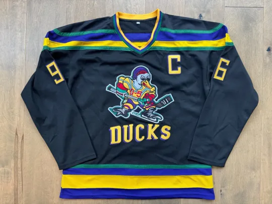 Charlie Conway #96 Mighty Ducks Movie Hockey Jersey Black Embroidered