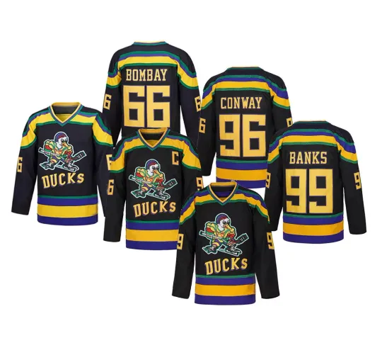 Discover Movie Mighty Ducks Bombay 66 Conway 96 Banks Hockey Jersey Youth/Men Sewn S-6XL