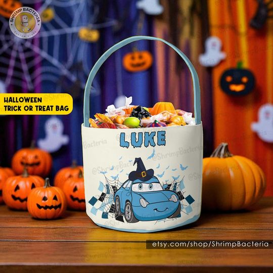 Discover Disney Cars Halloween Trick or Treat Basket, Disney Cars Trick or Treat Basket with Name, Lightning McQueen Halloween Sweat, Halloween Gifts