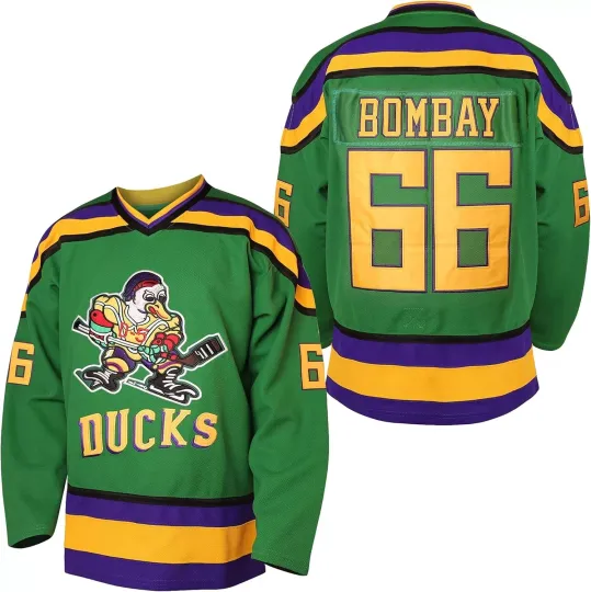 Mighty Ducks Movie Men Jersey #66 Gordon Bombay Printed Ice Hockey Jersey