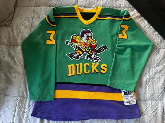 Discover Mighty Ducks Goldberg Headgear  Hockey Jersey Mens/Adult XL